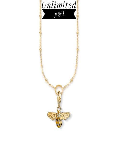 

pendant necklaces gold color bee necklace link chain charm circle carrier women men 925 sterling silver jewelry accessories gifts 8197521