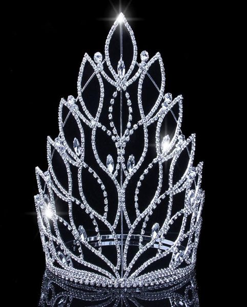 

baroque king queen big tiaras crowns silver crystal rhinestone wedding pageant bridal hair accessories headband crowns jci1081122178, White;golden