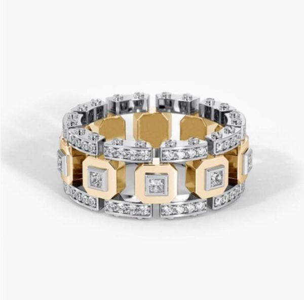 

fashion personality color separation band rings with diamonds hollow design mens jewelry party gift76386528815630, Silver