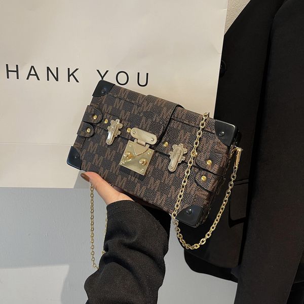 

evening bags box small for women letter printing chain shoulder fashionable leather luxury designer female crossbody bag 230711