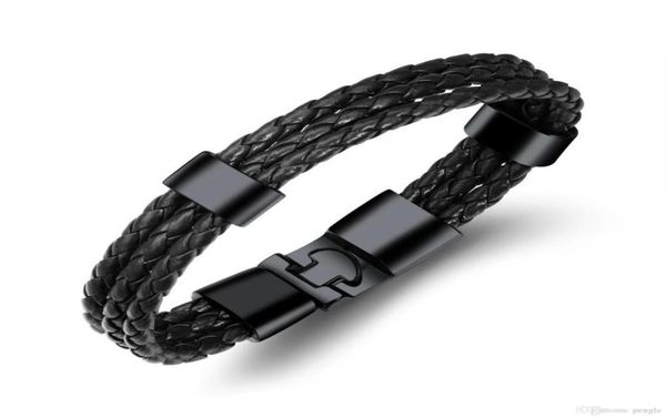 

the multilayer genuine pu leather men bracelet creative titanium steel leather bracelet stainless steel charm bang8227575, Golden;silver