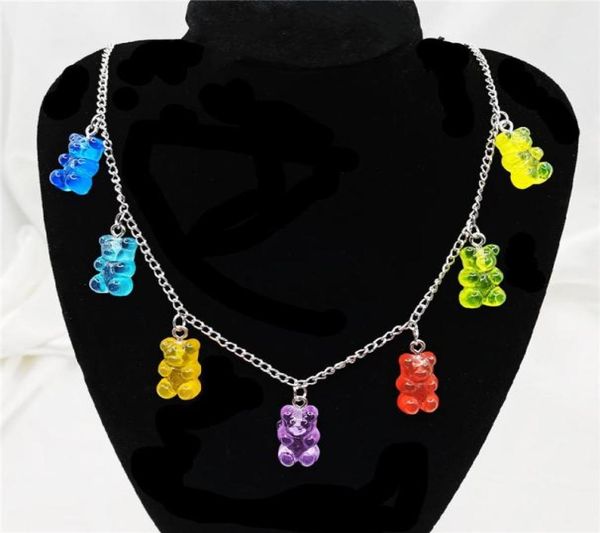 

stainless steel handmade candy 7 color cute judy cartoon bear charm necklace for women girl daily jewelry party gifts y04201148125, Silver