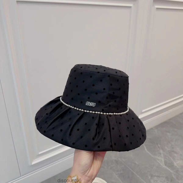 

miu princess celebrity wind fisherman hat pearl vintage dot sweet and lovely big brim foreigner korean edition pot hat4ckn1vg9, Blue;gray