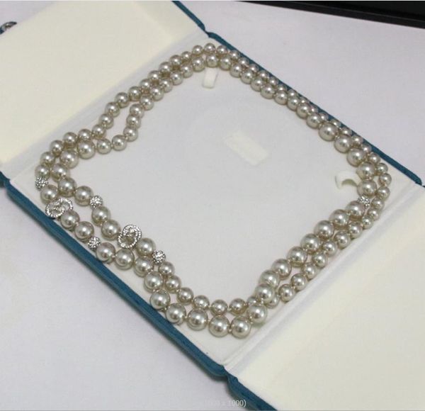 

pendant necklaces european and american fashion designer brand jewelry high-end heavy industry luxury version diamond grey bead double layer, Silver