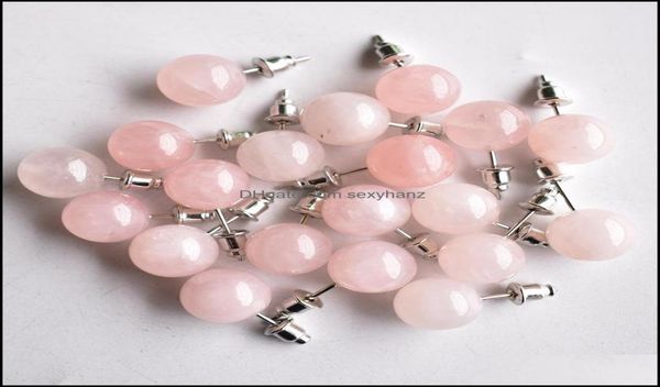 

stud earrings jewelry 10mm natural stone crystal tiger eye rose quartz turquoises amethyst red agate beads earring for women stain2347167, Golden;silver