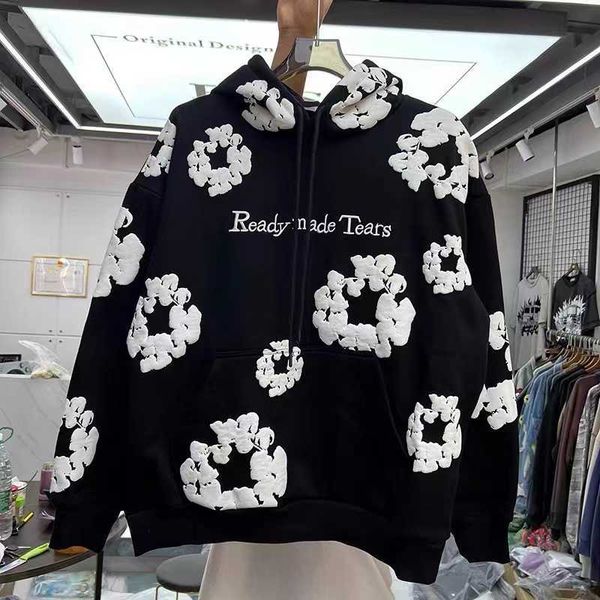 

sweatshirts main street cotton foam printed letters embroidered daily hoodie, Black