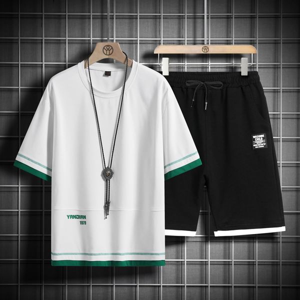 

men's tracksuits summer men's t-shirt set sweatshirt casual men's track clothes street clothes short sleeved men's t-shi, Gray