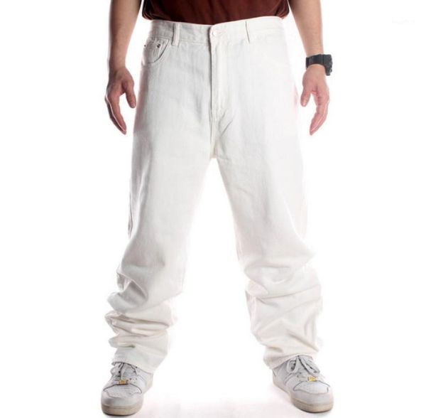 

men039s jeans men street dance hiphop skateboard baggy solid white straight loose hip hop denim pants oversize plus size 44 465820917, Blue