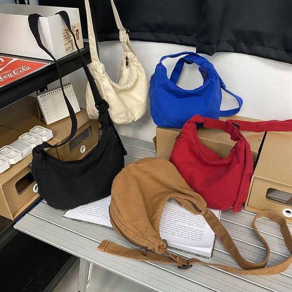

ins new solid canvas shoulder bag crossbody bag art sen tote bag small design bag