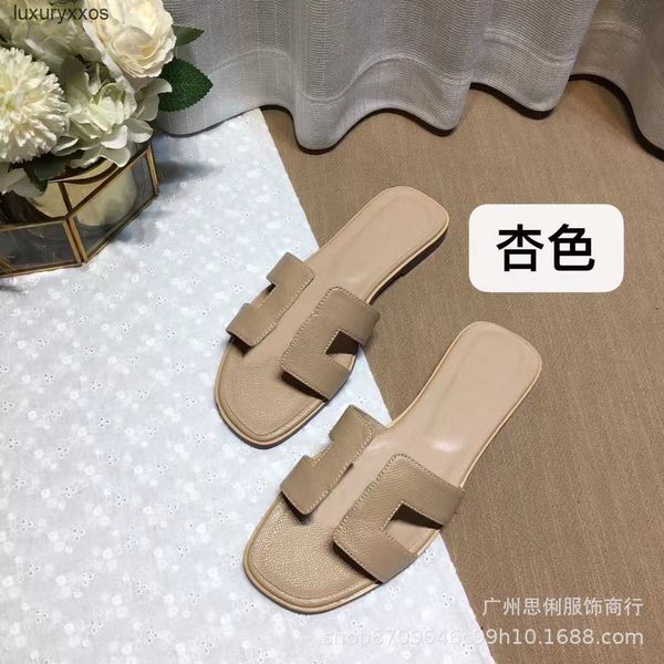 

slipper women sandals girl classic lady oran designer sandal h 2023 summer hh leather herm flat bottom mesh casual style beach womens 44td
