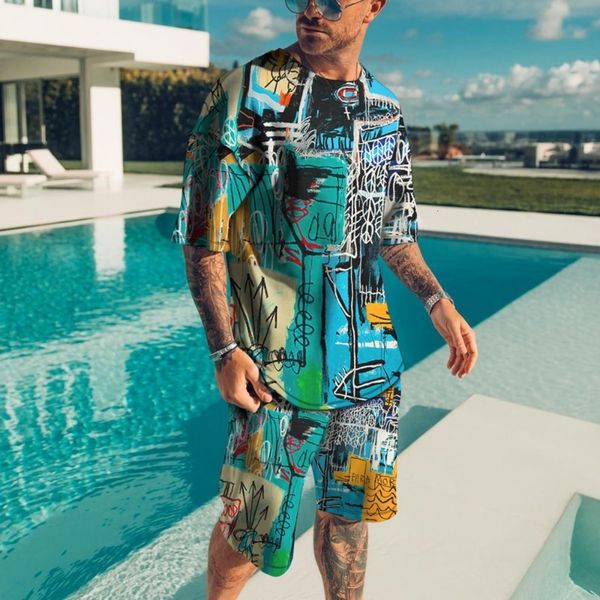 

mens tracksuits summer tshirt set 3d personalized harajuku cool tshirt shorts plus size sportswear 230710, Gray