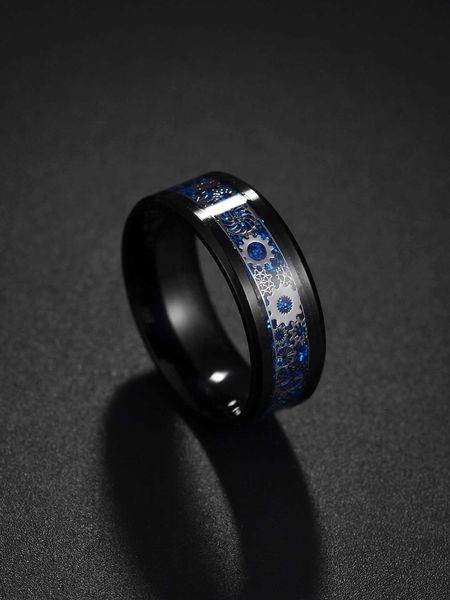 

1pc fashionable stainless steel gear pattern single ring for men for daily decoration for jewelry gift, Silver