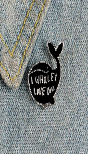 

cartoon whale enamel pin quote i whaley love you badges brooches for girl clothes hat bag lapel pins maternal love jewelry women g2830048, Gray