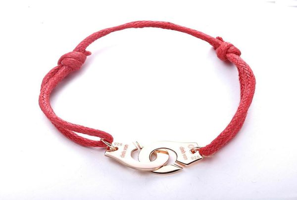 

charms 925 france jewelry bracelet for women fashion jewelry sterling silver rope handcuff bracelet9291138, Black