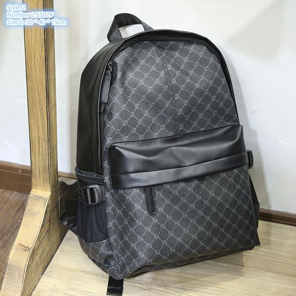 

Factory wholesale men shoulder bag 2 colors, large capacity, wear-resistant and thickened leather leisure backpack college style polka dot popular handbag, Black-5502#