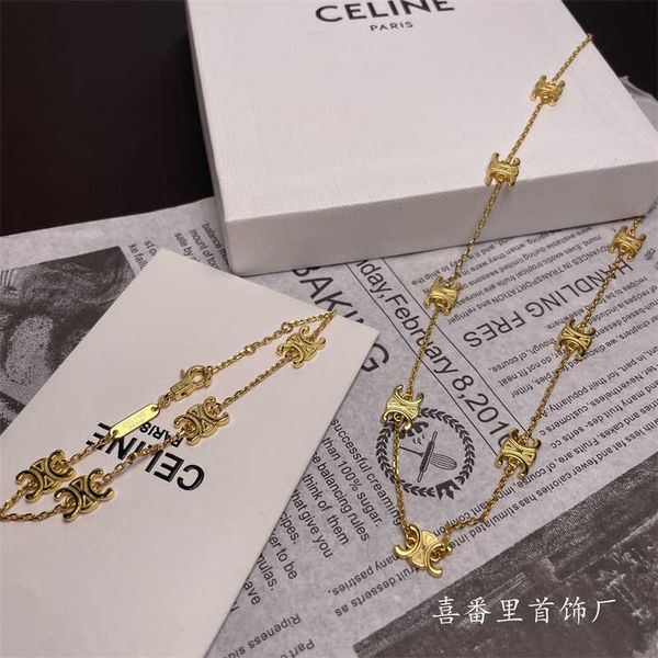 

celi multiple golden arc de triomphe logo necklace net red girl light luxury collar chain fashion versatile premium feel bracelet, Silver