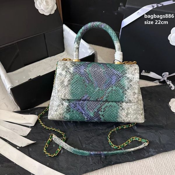 

fashion bag designer handle shoulder bag portable flip luxury hass caviar lizard cowhide tote bag hand sewn hardware button fashion messenge
