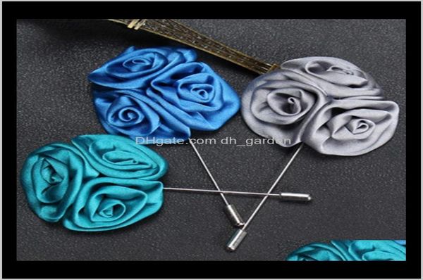 

pins jewelry mixed 15 colors rose flower ball brooches lapel pins handmade boutonniere stick cor for wedding party gentle3481399, Gray