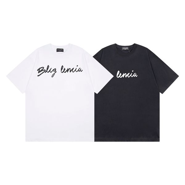 

blcg lencia 2023 summer new 250g 100% cotton fabric t-shirt men print color drop sleeve loose tshirts oversize 2023234, White;black