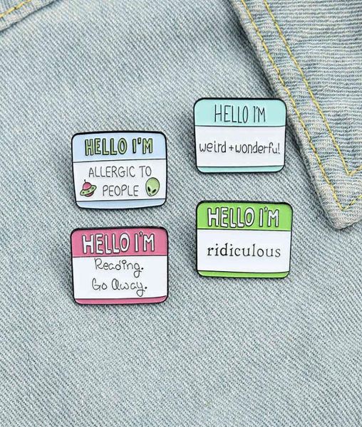 

creative personality letter hello i039m label modeling brooch cartoon letter brooch paint badge1601139, Gray