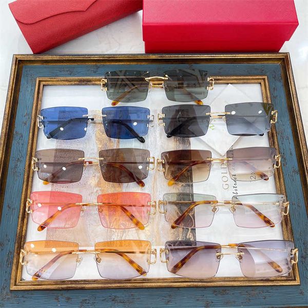 

2023 new types of kajia personalized frameless gradient sunglasses chaoins net red sunglasses women ct0092, White;black