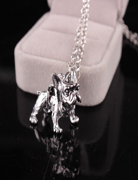 

bulldog necklace boho hippie french lovely puppy bull dog statement necklace maxi long necklace9064614, Silver