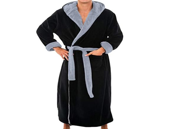 

men winter extra long bathrobe mens warm flannel long kimono bath robe coat male bathrobes night dressing gown home clothes 45b9549885, Black;brown