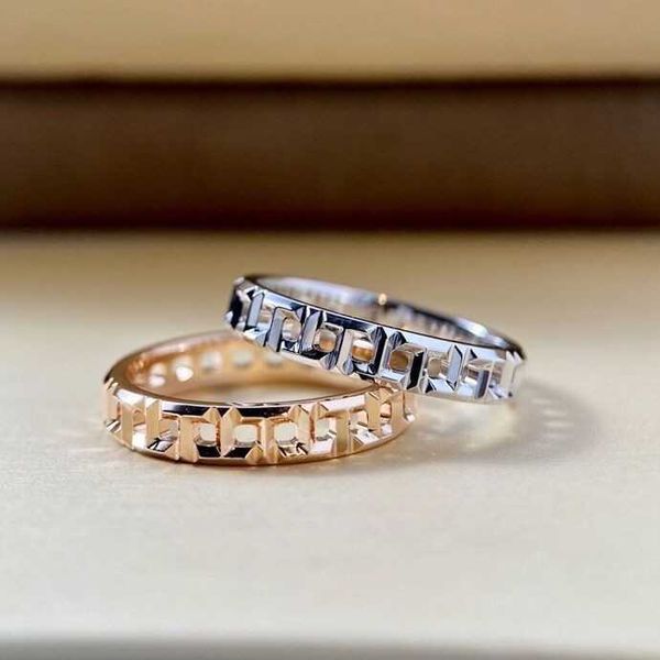 

designer new tiffay double t-ring 925 sterling silver plated 18k gold narrow version roman smooth hollow ring female