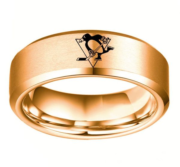 

8mm usa canada the national hockey league pittsburgh team logo titanium steel men039s ring fashion for fans metal ring jewelr5561677, Silver
