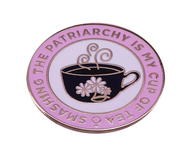 

feminist tea cup pin fun pun girl power art collection0128397856, Gray