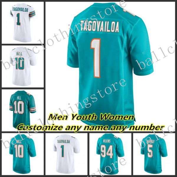

ht custom women youth mens american football jerseys 1 tagovailoa 10 hill 17 waddle 5 ramsey 2 chubb 8 holland 15 phillips 25 howard sports, Black;red