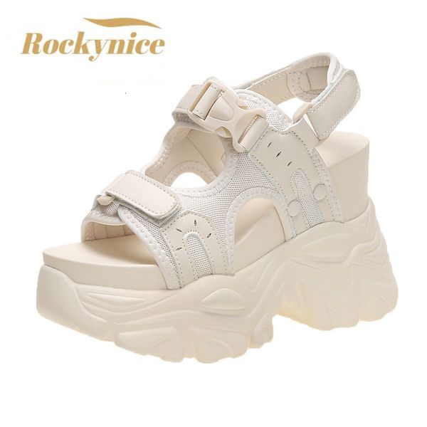 

sandals fashion summer women sandals peep-toe wedge platform sneakers woman .5cm heels thick bottom sandal casual beach flip flops 230710, Black