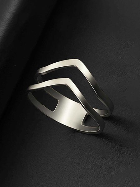 

men hollow out ring stainless steel jewelry gift for men fashionable, Silver