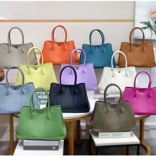 

garden party bags designer 2023 summer new genuine leather bag simple versatile tote handbag large capacityd461