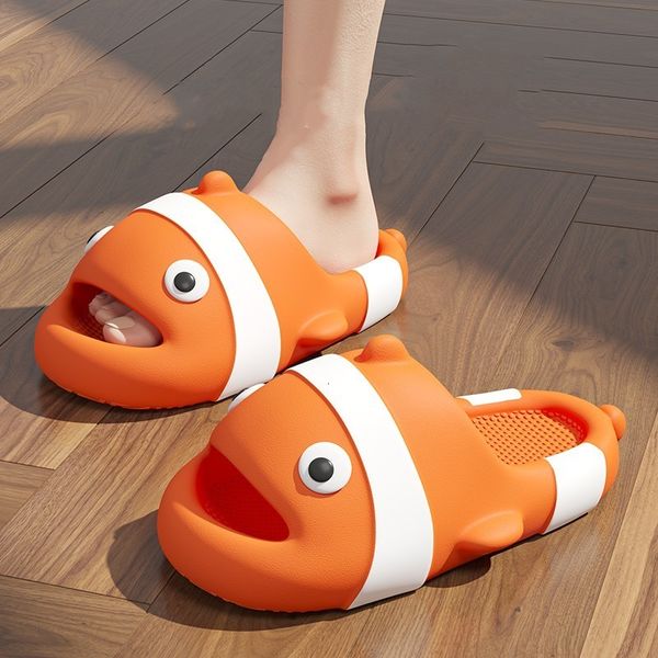 

slippers shark shape summer women thick flat platform slippers non-slip home cute cartoon indoor outdoors couples ladies shoes 230711, Black