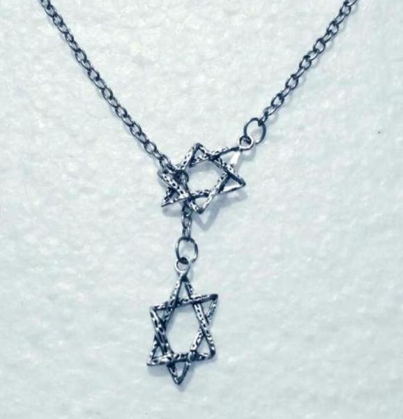 

fashion vintage silver tantrism jewish star of david pendant adjustable cross lariat necklace for women jewelry 8746315245