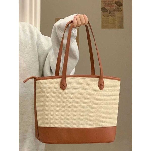 

tote bag summer new niche feeling underarm grass woven bag with large capacity and simple beach weaving