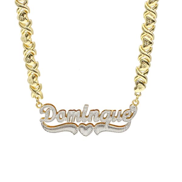 

bracelet earrings necklace duoying xoxo chain bubble pendant two tone color plated custom name earring jewelry set 230710, Black