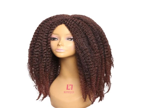 

long marley braiding hair wig for black women ombre brown afro kinky curly synthetic wig high temperature fiber8807786
