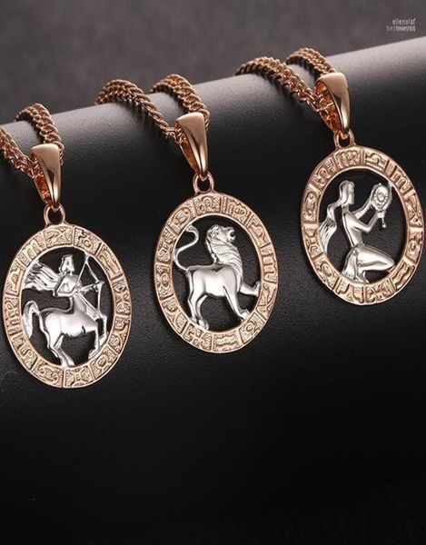 

pendant necklaces fj 12 zodiac sign 585 rose mixed white gold color constellation pendants gemini jewelry elle222584274, Silver