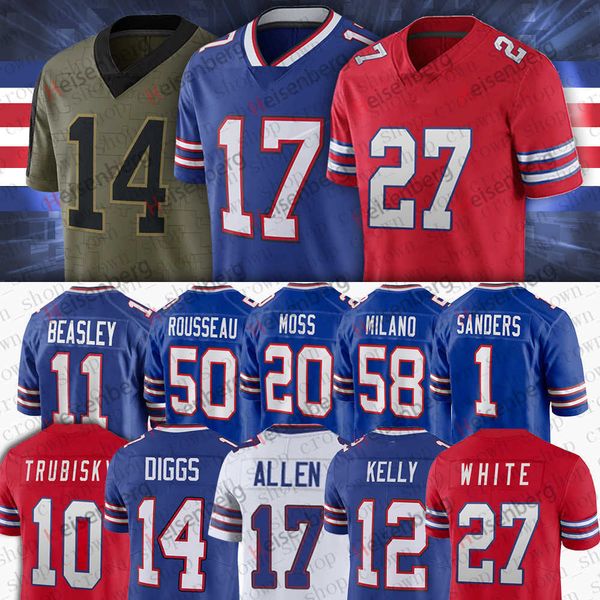 

17 josh allen billes football jerseys 14 stefon diggs buffalos 40 von miller khalil shakir poyer matt milano 24 kaiir elam micah hyde 28 coo, Black;red