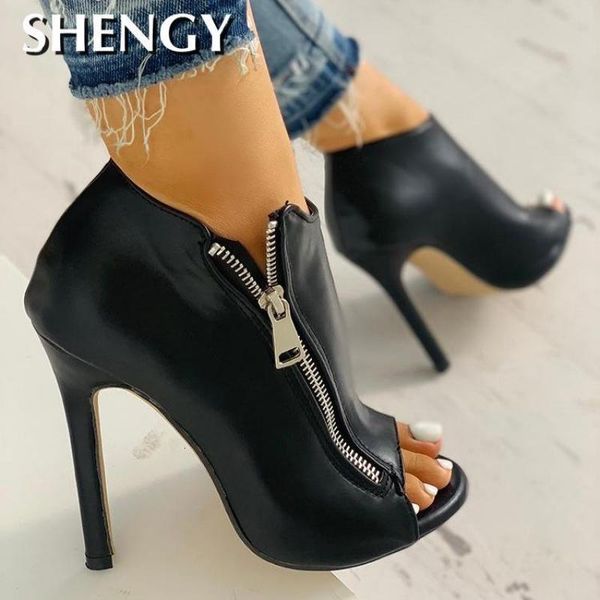 

dress shoes women summer thin high heels 11cm zipper peep toe gladiator pumps office sandals party shoes 230711, Black