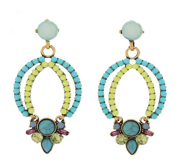 

bohemian vintage studs geometric long earrings resin stone drop earings fashion jewelry ethnic round statement earring 20215461438, Golden;silver