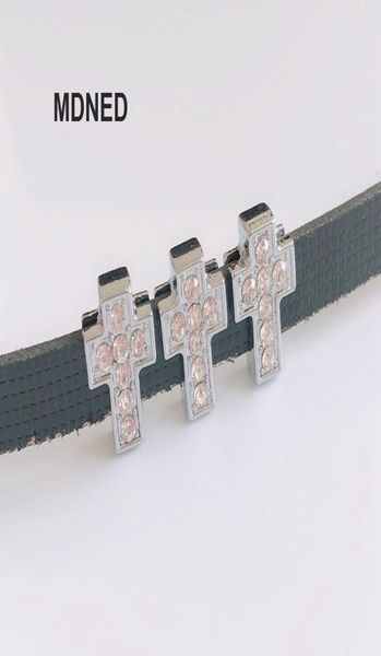 

20pcs diy accessory rhinestone 8mm inner dia 10mm15mm cross slide charm bead diy 8mm dog cat collar wristband4832030, Bronze;silver