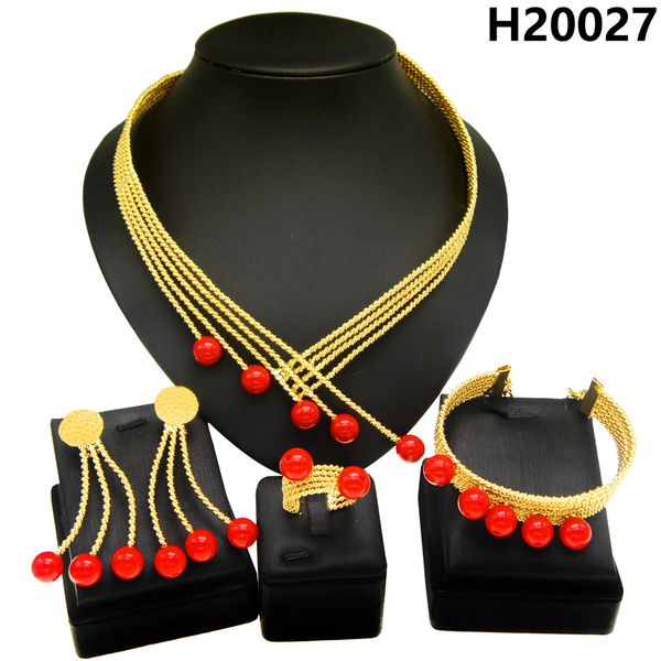 

yulaili italian gold jewelry set red beads bridal wedding matching jewelry set, Black