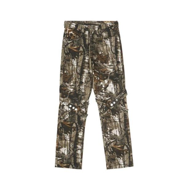 

men039s branch printed outdoor pants fashion streight leg high street camo regular fit casual pant trousers hy77087925680924, Black