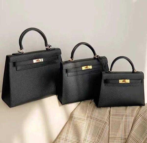 

original wholesale h home kelys tote bags online shop 2023 new lychee grain cow leather bag portable one shoulder cross body hand palm secon