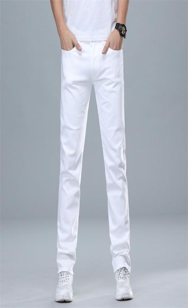 

classic style men039s regular fit white jeans business fashion denim advanced stretch cotton trousers male brand pants 2205046763031, Blue