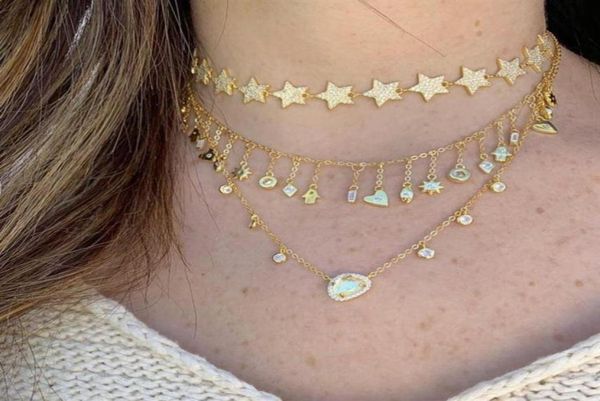 

fine 925 sterling silver lucky cute symbol tiny charms tassel chain choker statement 2019 gorgeous women collar necklace226q8896838