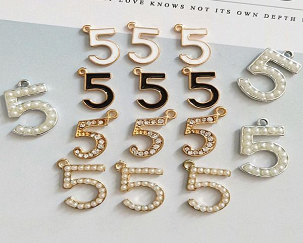 

rhinestone pearl no5 jewelry charms for necklace bracelet multistyle no5 diy jewelry components accessories whole epacket ship9992723, Bronze;silver